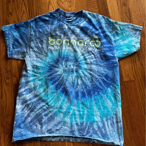 Size Large Tie Dye Bonnaroo blue/green short sleeve tshirt 2018 - Picture 1 of 5